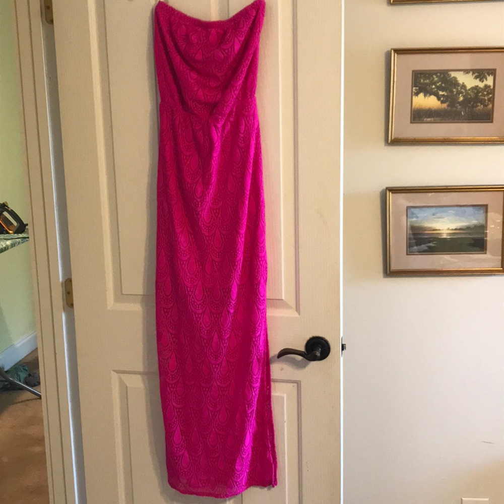 Lilly Pulitzer Emmett magenta eyelet maxi dress